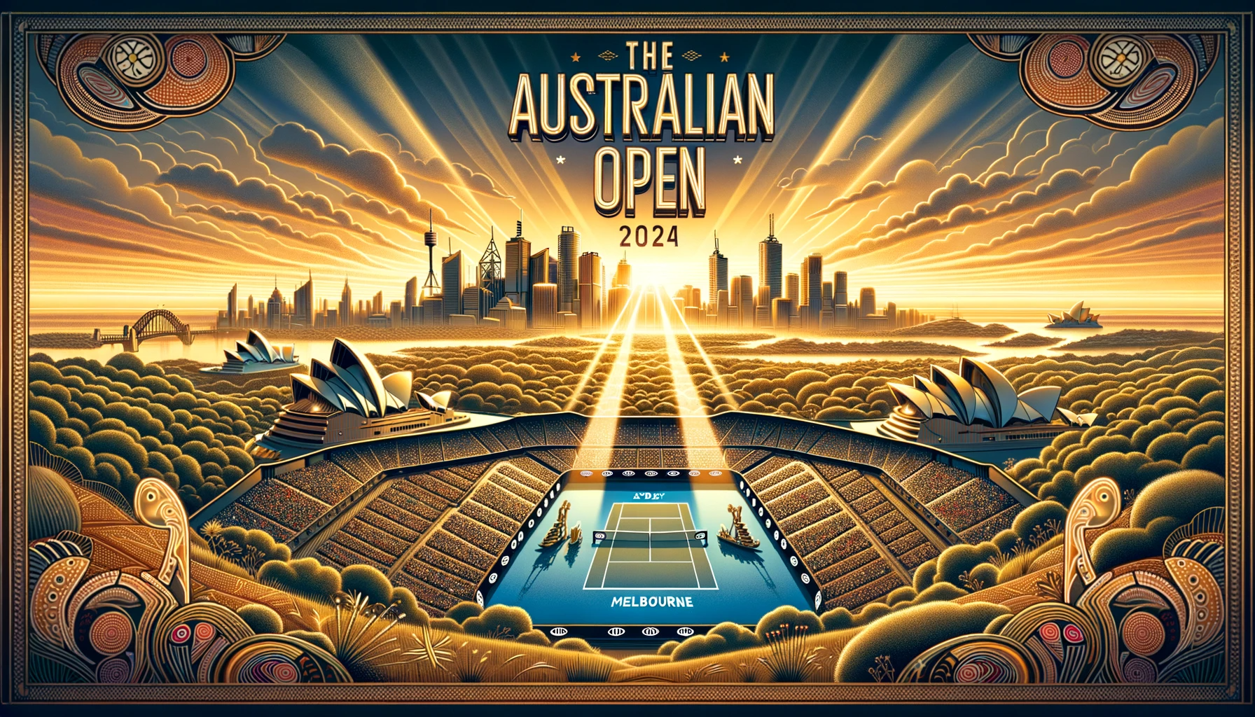 theaustralianopen2024tennistennisartposterwimbledonaustralianopentheusopentennishospitalityabovebeyond-1704961385.png