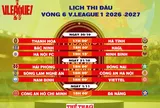 Lịch thi đấu vòng 6 V.League 1 2026-2027