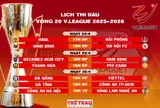 Lịch thi đấu vòng 20 V.League 2025-2026