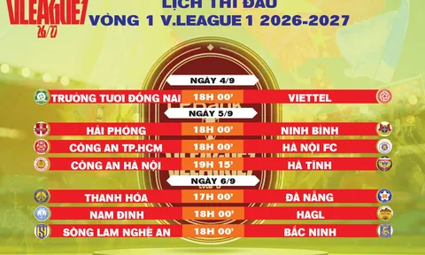 Lịch thi đấu vòng 1 V.League 1 2026-2027