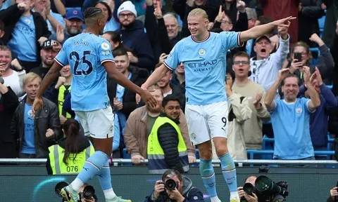 Tiền đạo Erling Haaland và Man City cán cột mốc ấn tượng sau trận thắng Brighton