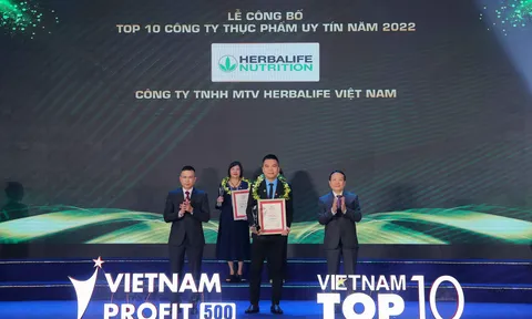 Herbalife Việt Nam được vinh danh tốp 10 Công ty thực phẩm uy tín lần thứ hai liên tiếp