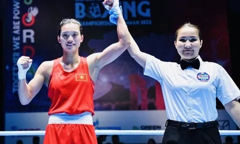 Thắng áp đảo võ sĩ Hàn Quốc, Nguyễn Thị Tâm vào chung kết giải Boxing châu Á 2022