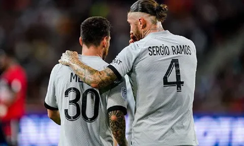 Trung vệ Sergio Ramos theo chân Messi
