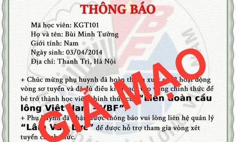 Liên đoàn Cầu lông Việt Nam cảnh báo các trang fanpage giả mạo