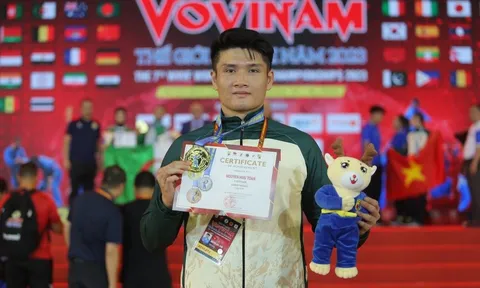 Giải vô địch Vovinam thế giới 2023: Võ sĩ Nguyễn Hữu Toàn xuất sắc giành huy chương vàng hạng 92kg