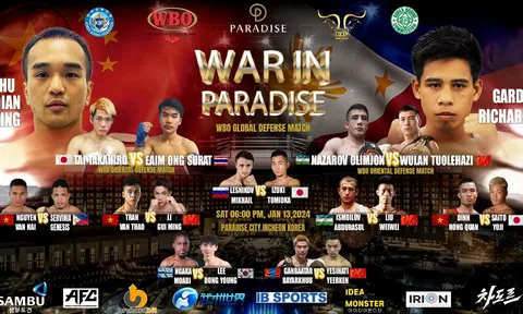 Trần Văn Thảo đấu võ sĩ Trung Quốc tại sự kiện Boxing quốc tế WBO Title Match: War in Paradise tại Hàn Quốc