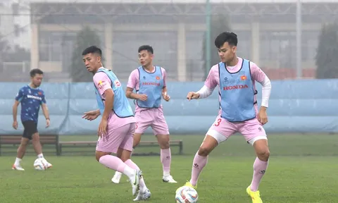 Hậu vệ Việt Anh trở lại tập luyện, đội tuyển Việt Nam làm quen với bóng thi đấu trận lượt đi gặp Indonesia