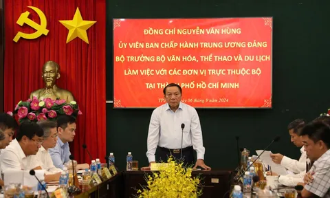 Bộ trưởng Bộ Văn hóa, Thể thao và Du lịch Nguyễn Văn Hùng chủ trì buổi làm việc với các đơn vị trực thuộc Bộ tại TP.HCM