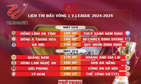 Lịch thi đấu vòng 1 V.League 2024-2025