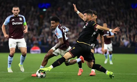 Nối dài chuỗi trận toàn thắng, Aston Villa đứng số 1 Bảng xếp hạng Champions League