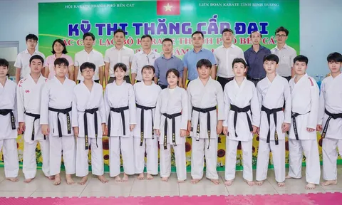 Hội Karate Bến Cát: 100% võ sinh thi thăng đai đạt yêu cầu