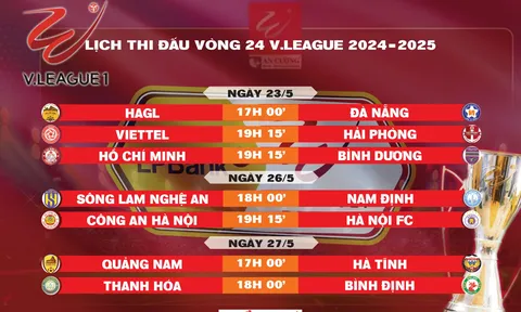 Lịch thi đấu vòng 24 V.League 2024-2025