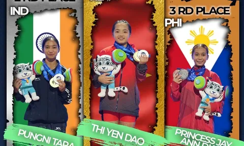 Giải vô địch Cử tạ thiếu niên và trẻ châu Á 2025: Đào Thị Yến giành 2 huy chương vàng trong ngày thi đấu đầu tiên