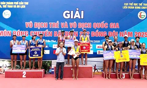 Nam Khánh Hòa 1 và nữ Cần Thơ 1 vô địch Giải Bóng chuyền bãi biển 2x2 đồng đội quốc gia 2025