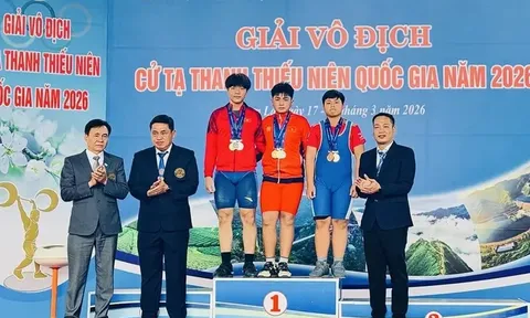 Giải vô địch Cử tạ thanh, thiếu niên quốc gia 2026: Hà Nội dẫn đầu toàn đoàn với 30 huy chương vàng