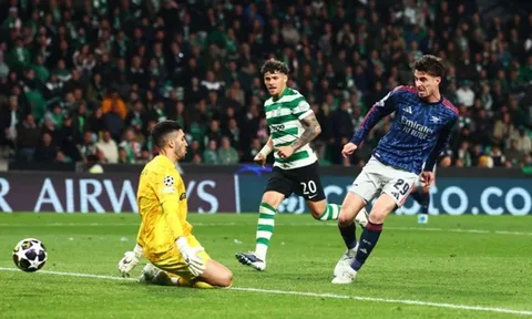 Arsenal thắng kịch tính Sporting Lisbon ở lượt đi Tứ kết Champions League
