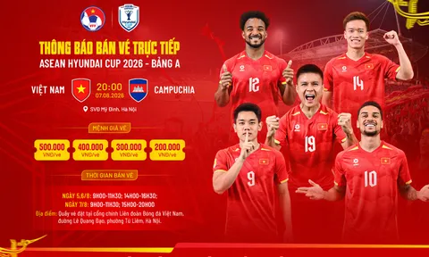 Mở bán vé trực tiếp trận đấu đội tuyển Việt Nam và Campuchia tại Mỹ Đình