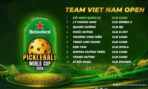 Đội tuyển Việt Nam nằm ở bảng A hạng mục Open tại Heineken Pickleball World Cup 2026