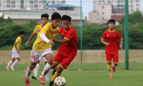 U16 Việt Nam thắng đội bóng đàn anh U19 Công an Nhân dân sau 135 phút của trận đấu tập