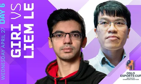Quang Liêm đánh bại kỳ thủ hạng 8 thế giới Anish Giri tại Oslo Esports Cup 2022
