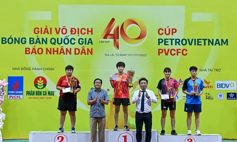 Vũ Quang Hiền (nam), Nguyễn Khoa Diệu Khánh (nữ) vô địch giải Bóng bàn quốc gia Báo Nhân Dân lần thứ 40 - 2022