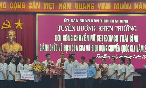 Đội bóng chuyền nữ Geleximco Thái Bình được thưởng gần 4 tỉ đồng