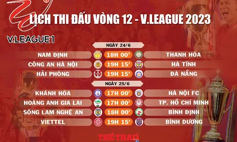 Lịch thi đấu vòng 12 V.League 2023