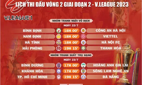 Lịch thi đấu vòng 2 giai đoạn 2 - V.League 2023