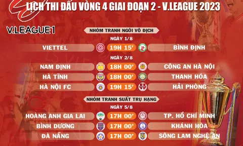 Lịch thi đấu vòng 4 giai đoạn 2 - V.League 2023