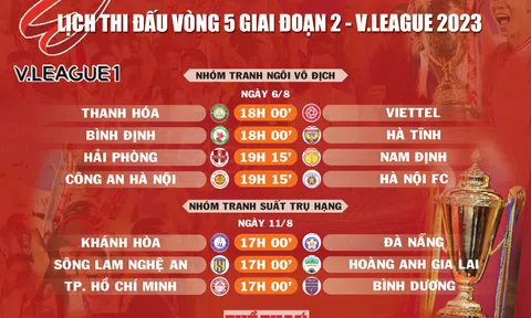 Lịch thi đấu vòng 5 giai đoạn 2 - V.League 2023