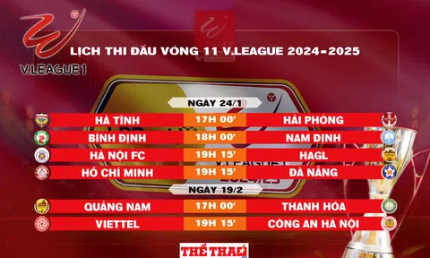 Lịch thi đấu vòng 11 V.League 2024-2025