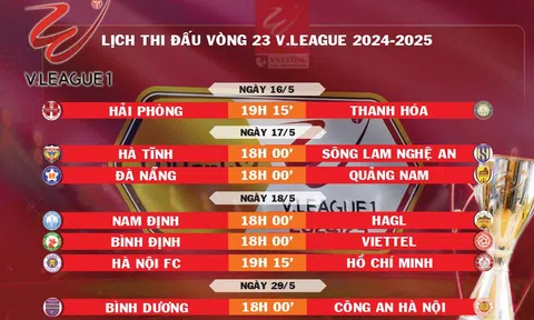 Lịch thi đấu vòng 23 V.League 2024-2025