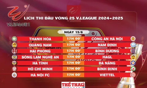 Lịch thi đấu vòng 25 V.League 2024-2025