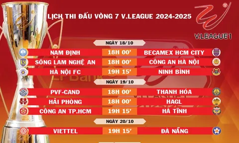 Lịch thi đấu vòng 7 V.League 2025-2026