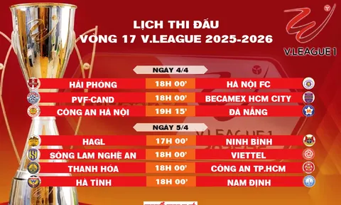 Lịch thi đấu vòng 17 V.League 2025-2026