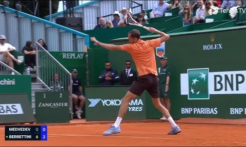 Medvedev lại “đau ví” sau pha đập vợt tại Monte-Carlo 2026