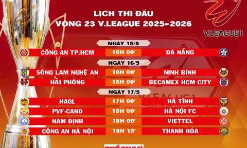 Lịch thi đấu vòng 23 V.League 2025-2026