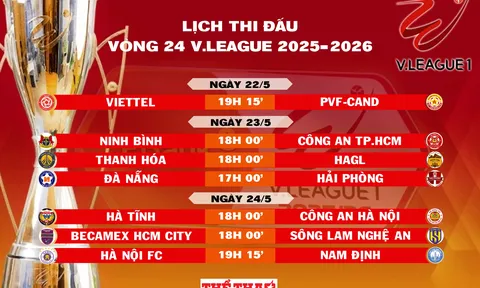 Lịch thi đấu vòng 24 V.League 2025-2026