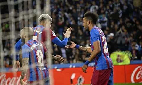 Sociedad - Barcelona > 0-1: Aubameyang giúp Blaugrana lấy lại vị trí thứ hai