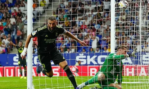 Espanyol - Real Madrid > 1-3: Benzema lập cú đúp phút cuối giúp Real đòi lại ngôi đầu