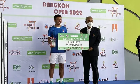 Giải Quần vợt nhà nghề ATP Challenger Bangkok Open: Lý Hoàng Nam đoạt á quân đơn nam