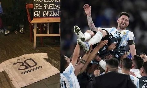Áo Messi bị lấy làm... thảm chùi chân