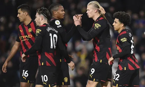 Leeds - Man City > 1-3: Haaland chạm mốc 20 bàn giúp Man City đòi lại ngôi nhì bảng