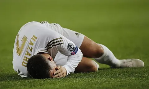 Eden Hazard dính chấn thương thứ 18 ở Real Madrid, lỡ Club World Cup