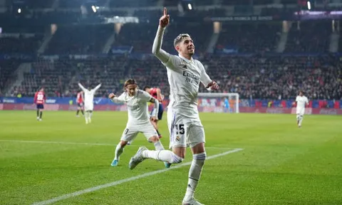 Osasuna - Real Madrid > 0-2: Gây sức ép lên Barcelona
