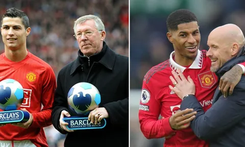 Huấn luyện viên Ten Hag và Rashford tái lập kỉ lục của Sir Alex cùng Ronaldo