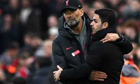 Arteta và Klopp đều hài lòng kết quả hòa