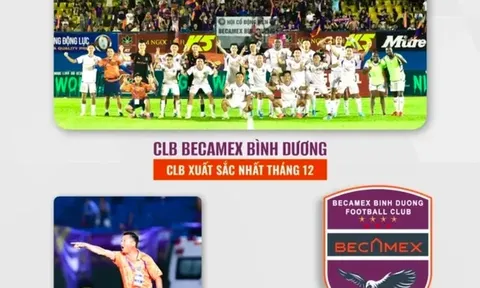 B.Bình Dương đoạt cú đúp danh hiệu xuất sắc tháng 12 V.League 2023-2024