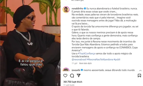Ronaldinho đính chính về phát ngôn chê đội tuyển Brazil